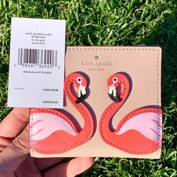 Kate Spade Flamingo By The Pool Zip Bifold Wallet - Picture 3 of 8